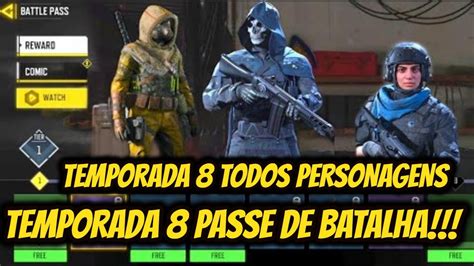 PERSONAGENS PASSE DE BATALHA TEMPORADA 8 E TODOS PERSONAGENS DA