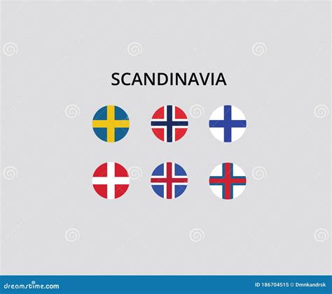 Scandinavia Flags National Symbol Emblem Nordic Countries Stock Vector ...