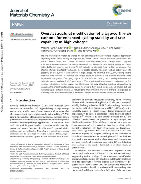 Pdf Overall Structural Modification Of Layered Ni Rich Cathode For