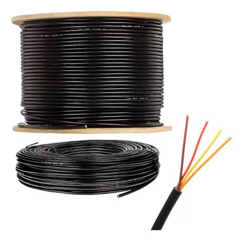 Rolo 50m Cabo Manga 4 Vias 22awg Preto Sem Blindagem Frete grátis