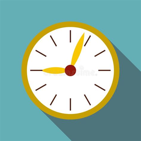 Round Wall Clock Icon Flat Style Stock Vector Illustration Of Bell