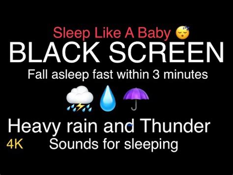 GENTLE RAIN And SOFT THUNDER Sounds For Sleeping BLACK SCREEN Fall