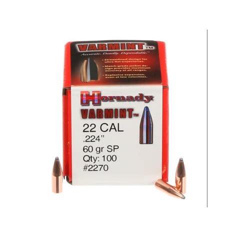 P 22 Cal 224 55Gr Hornady Varmint SP Cannelure 100 S