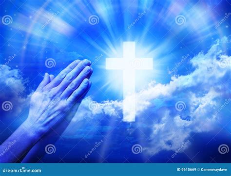 Prayer Praying Cross Religion Stock Image Image Of Clouds Devotional