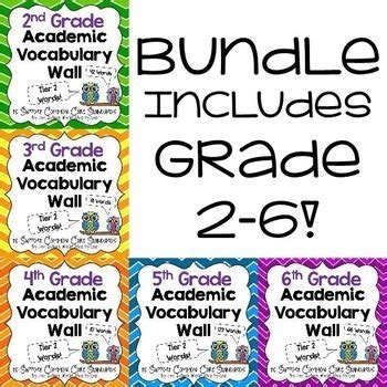 Academic Vocabulary Word Wall Tier Two Words Bundle Grades 2 6 CCSS Words