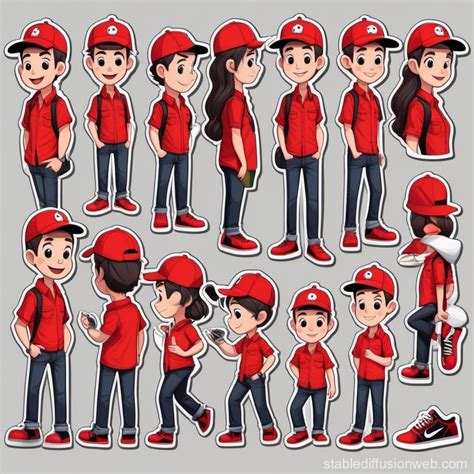 Red Clad Animated Character With Cap Stable Diffusion Online