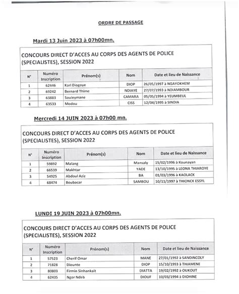 Police 2023 Convocations des candidats déclarés admis pour subir les