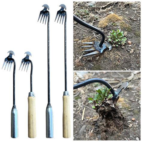 Garden Weeders Grass Rooting Loose Soil Rake Metal V Shaped Root