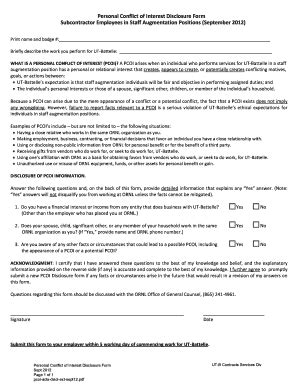 Fillable Online Ornl Personal Conflict Of Interest Disclosure Form