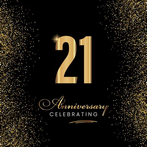 21 Year Anniversary Celebration Template Design. 21 years golden ...