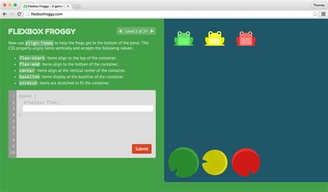 Learning CSS Layout with Flexbox Froggy | Thomas Park