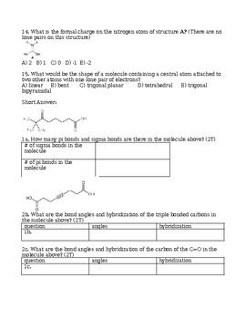 COVALENT BONDING UNIT TEST WITH ANSWERS Sigma Pi Bonds Quantum S