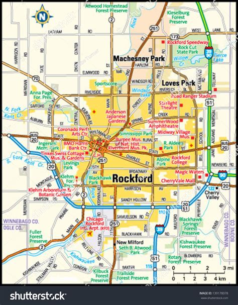 Rockford Illinois Area Map Stock Vector 139178078 - Shutterstock