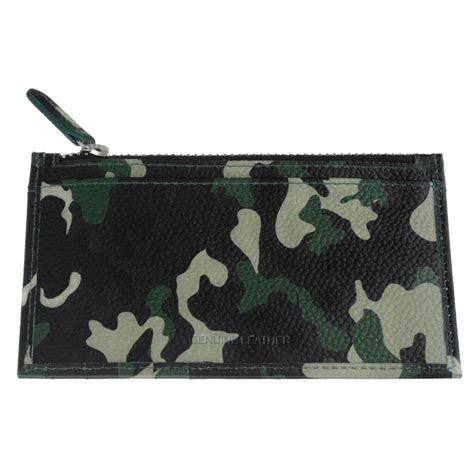 Green Camouflage Credit Card Holder With Zipper Zippo Top Original