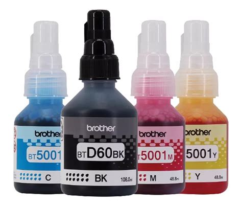 Tinta Brother Btd60 Negro Bt5001 Color Original Pack 4u Cuotas Sin