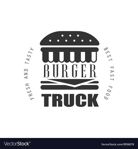 Fresh And Tasty Burger Food Truck Label Design Vector Image