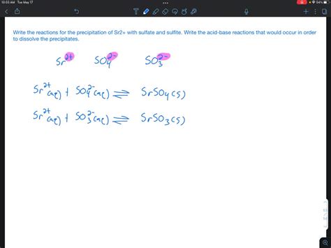 SOLVED: Write the reactions for the precipitation of Sr2+ with sulfate ...