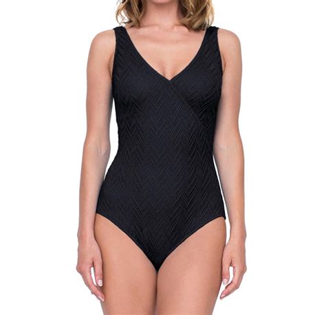 Buy Gottex Textured Surplice One Piece Swimsuit In Jazz Black Multi