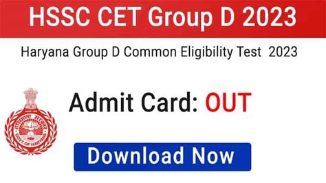 Hssc Cet Admit Card 2023 Haryana Group D 2nd Phase Exam