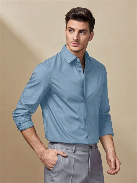 Manfinity Mode Men Cotton Solid Button Front ShirtI Discovered Amazing