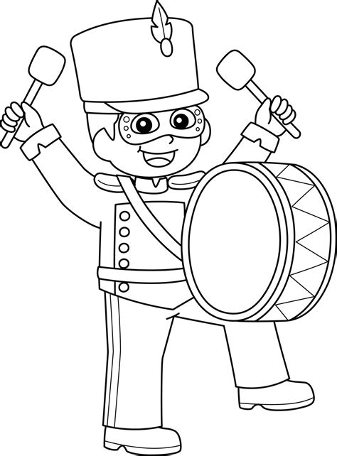 Mardi Gras Boy Playing Drums Isolated Coloring 15656384 Vector Art At