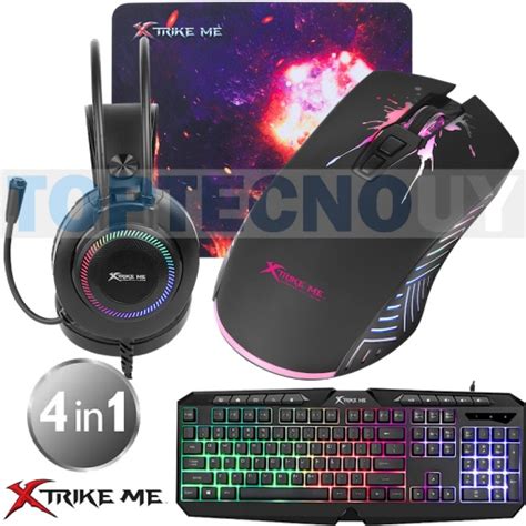 Combo Gamer En Teclado Mouse Auriculares Pad Luz Led Rgb Xtrike Me