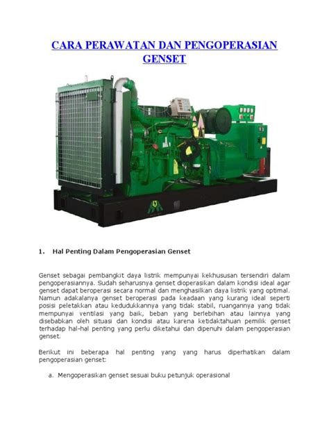 Sop Genset 1 Pdf