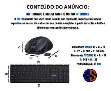 Kit Teclado E Mouse Wireless Sem Fio Intelbras Csi Loja Geek Smart