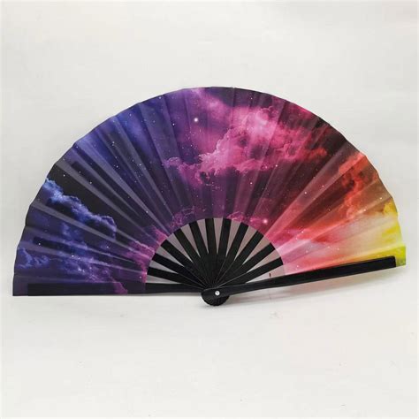 Uv Glow Large Rave Bamboo Folding Clack Hand Fan