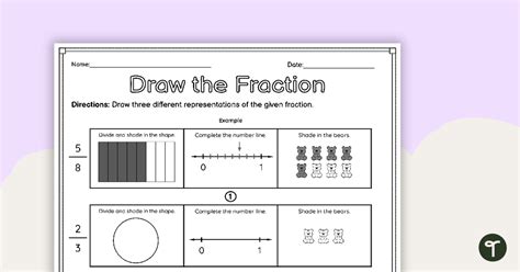 Draw a Fraction Worksheet | Teach Starter