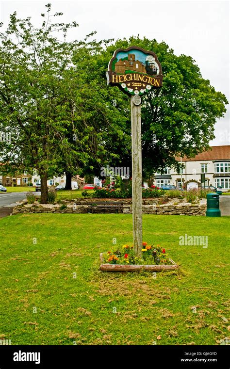 Heighington Village Sign Heighington County Durham Stock Photo Alamy