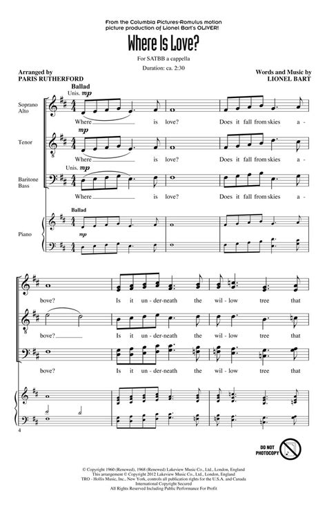 Where Is Love Sheet Music By Paris Rutherford Sku 00103820 Stanton