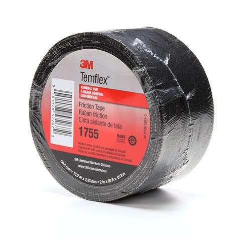 3M 1755 2 X 60ft Temflex Cotton Friction Tape Black Cooper Electric