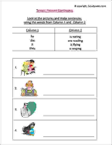 Present Continuous Worksheet Grade 2