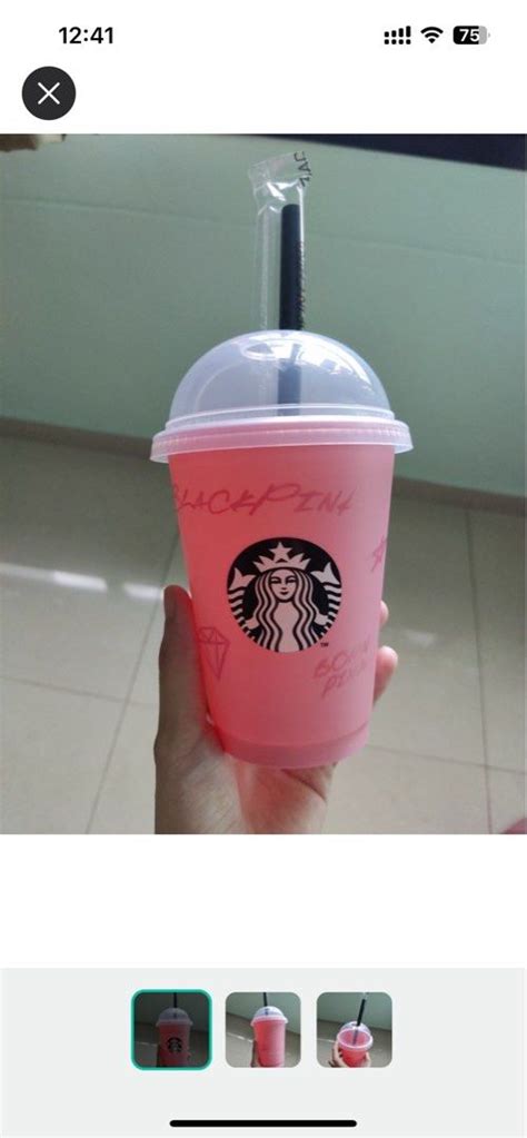 Blackpink Starbucks Plastic Cup Straw Furniture Home Living