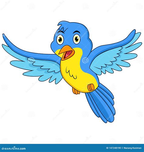 Vuelo Azul Feliz De La Historieta Del P Jaro Ilustraci N Del Vector