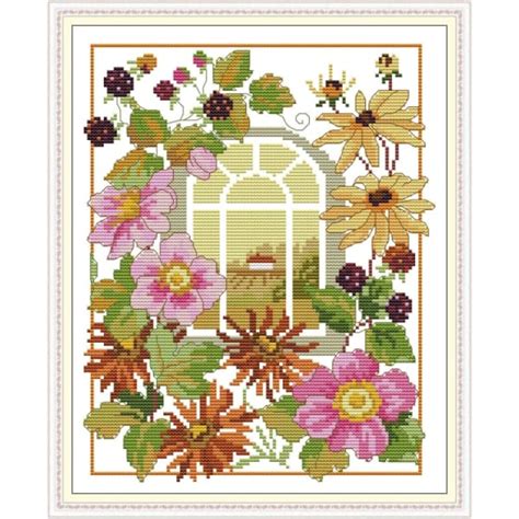 The Four Seasons Scenery Window Autumn Needlework Kits Uk