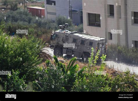 Tulkarm Palestine 19th Oct 2023 An Israeli Armored Military Vehicle