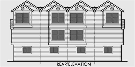 House Side Elevation View For F 556 Quadplex Plans Narrow Lot House