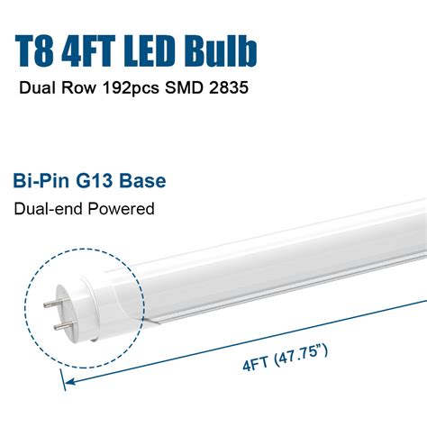 Jesled T8 4ft Led Tube Light Bulbsdual Row 28w 5000kdual End Powered4 Pack