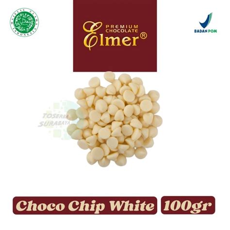 Jual Choco Chip WHITE ELMER 100gr White Chocolate Chips Cokelat