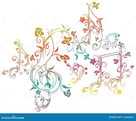 Floral Music Notes Stock Vector Illustration Of Quarter