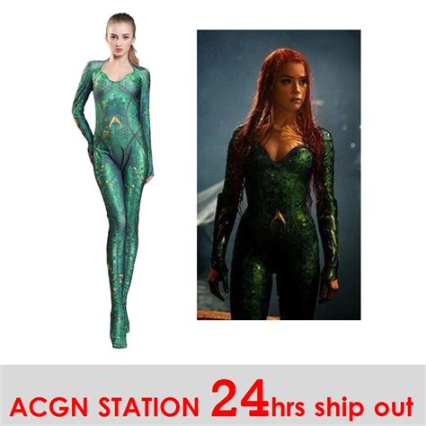 Aquaman Mera Costume Women Girls Amber Heard Queen Of The Sea Mera Female Bodysuit Justice