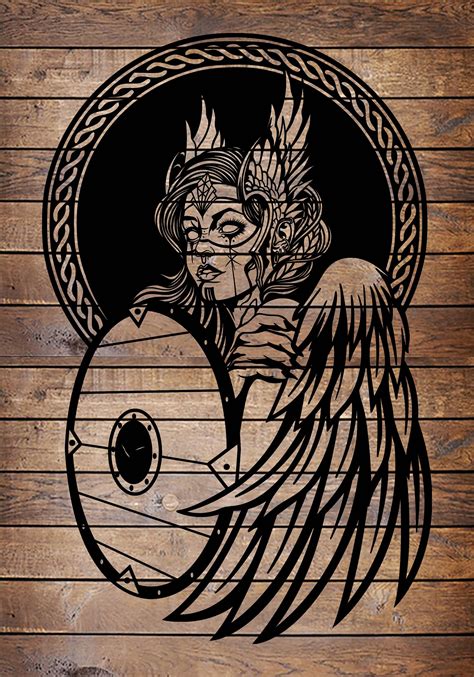 Svg Png Valkyrie Warrior Girl Cool Viking Norse Horror Tattoo Stencil