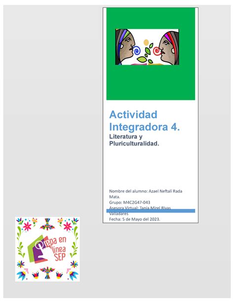 Rada Mata Azael Neftali M4s2ai4 Actividad Integradora 4 Literatura Y