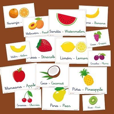 Vocabulario básico las frutas Fruta para niños Verduras en ingles