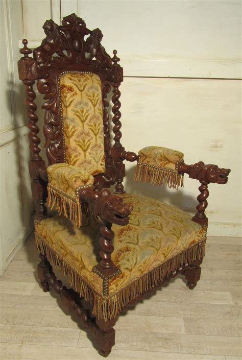 Stunning Victorian Gothic Carved Oak Throne Chair Antiques Atlas