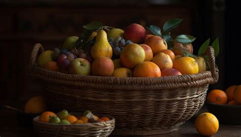 Cesta De Frutas Org Nicas Naturaleza Dulce Refresco Bodeg N Generado