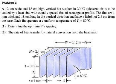 SOLVED Problem 4 A 12 Cm Wide And 18 Cm High Vertical Hot Surface In