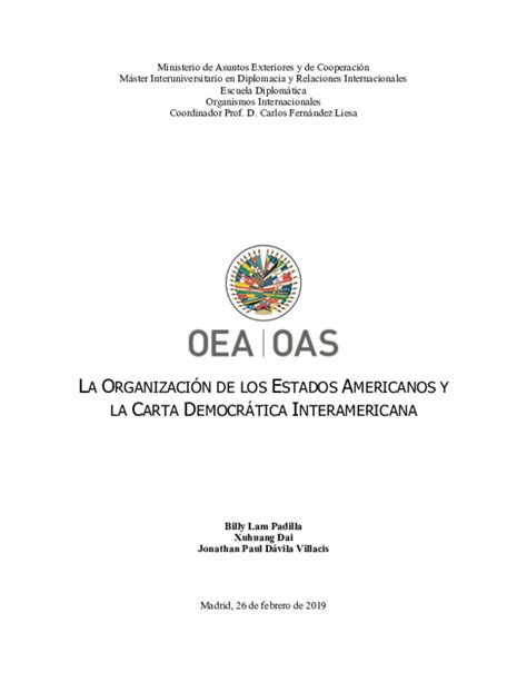 Pdf La OrganizaciÓn De Los Estados Americanos Y La Carta DemocrÁtica